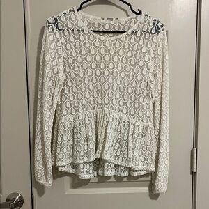 Elegant White Lace Peplum Top
